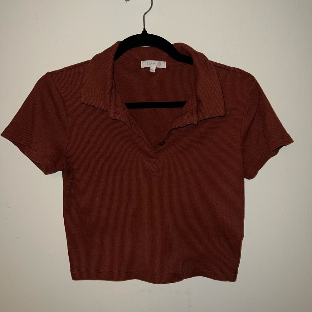 Red Collared Crop Top